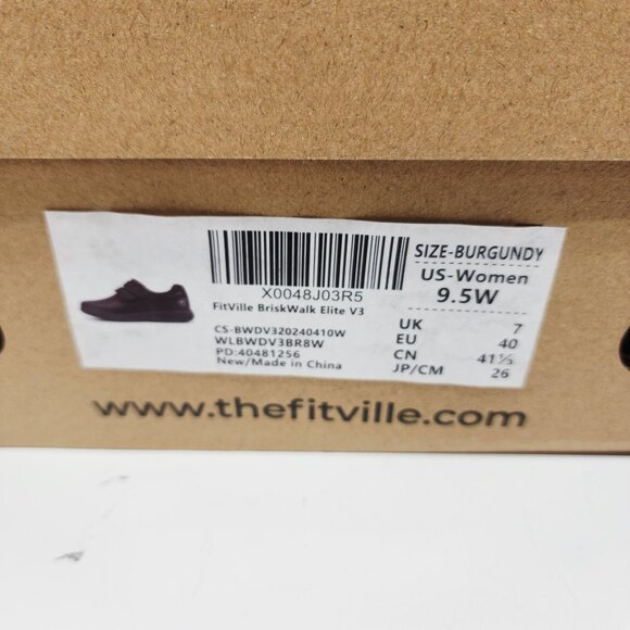 FitVille Brisk Walk Elite V3 Women's Wide Fit Burgundy Sneakers Size 9.5 - Picture 3 of 14